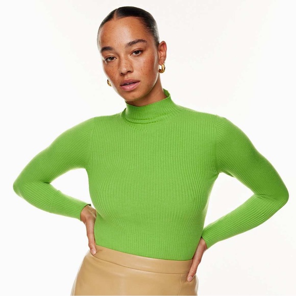 Aritzia Wilfred Trilogy Turtleneck - Cucamelon Green Ribbed Longsleeve Sweater - Picture 2 of 9
